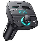 FM трансмітер модулятор Ugreen CD229 Bluetooth 5.0 Автомобільний зарядний пристрій Чорний