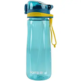 Пляшка для води 600мл з прубочкою блакитна Kite К22-419-02