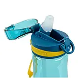 Пляшка для води 600мл з прубочкою блакитна Kite К22-419-02, фото 2