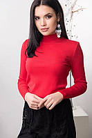 Гольф жіночий водолазка кофта светр кашемір під горло стійка червоний (вишня) оверсайз р.46