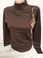 Гольф женский водолазка кофта свитер кашемир под горло стойка коричневый (тёмный шоколад) оверсайз р.48