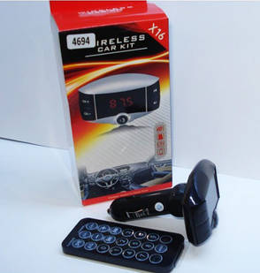FM модулятор Bluetooth X16 трансмітер Hands Free автомобільне зарядне DC12-24В Чорний, фото 4