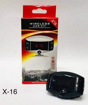 FM модулятор Bluetooth X16 трансмітер Hands Free автомобільне зарядне DC12-24В Чорний, фото 3