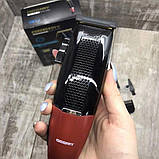 Машинка для стриження волосся Geemy дротова тример з насадками Чорно-червона (GM-807), фото 2