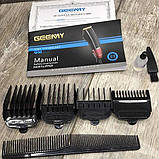 Машинка для стриження волосся Geemy дротова тример з насадками Чорно-червона (GM-807), фото 5