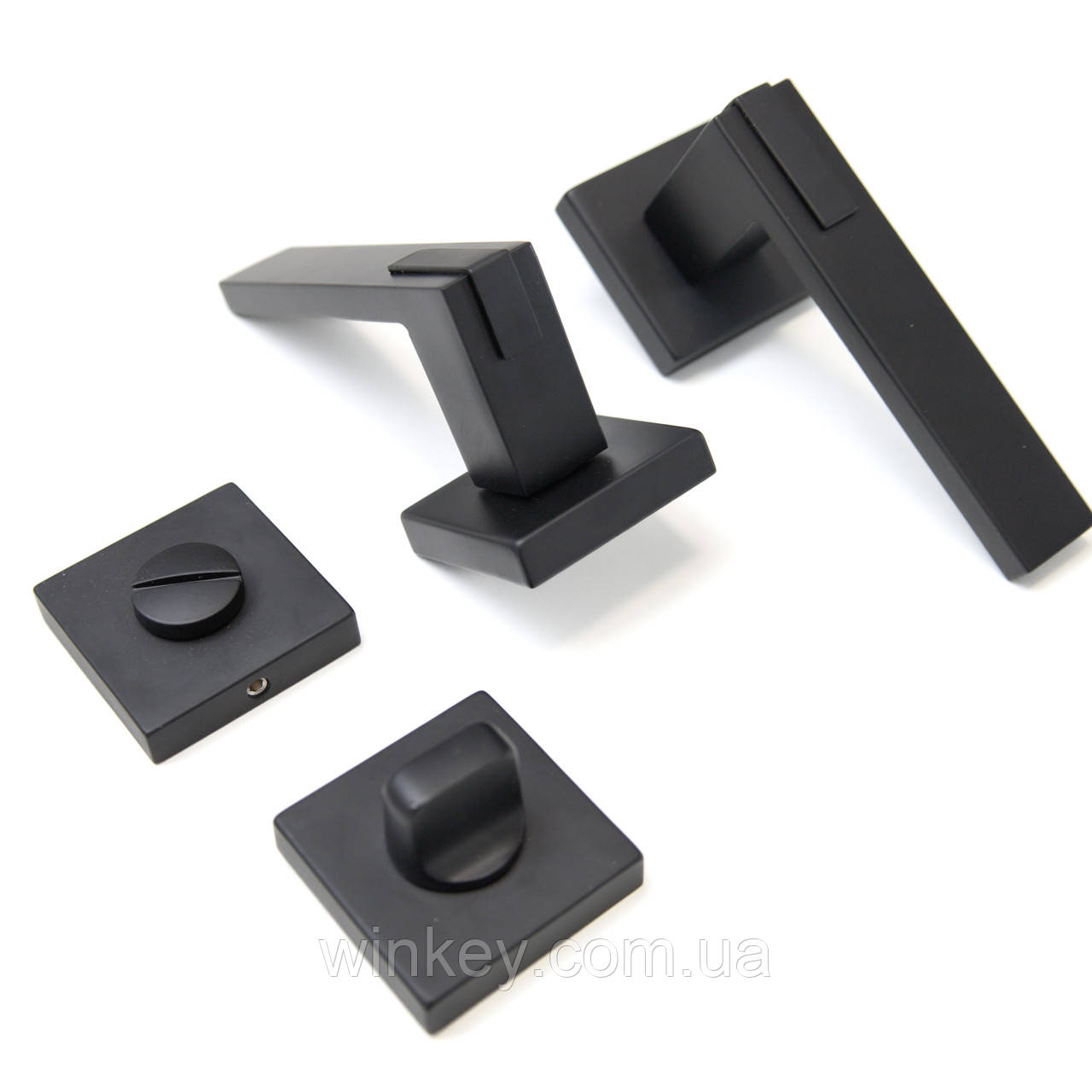 Ручка міжкімнатна із накладками TRION TORINO 49 AL-AL BLACK, фото 1