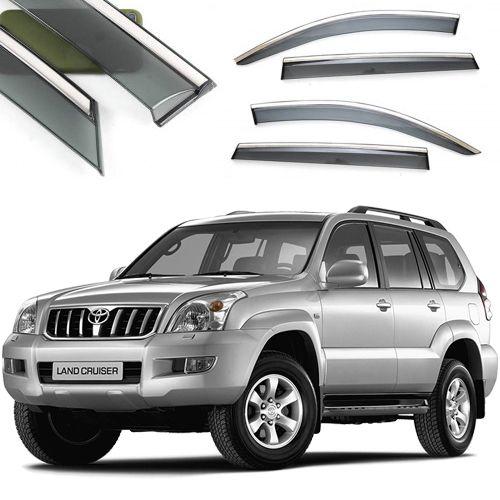 Дефлектори вікон вітрів S4C для Toyota Prado 120 / Lexus GX470 2003- C молдингом з нержавіючої Стали 3D, фото 1