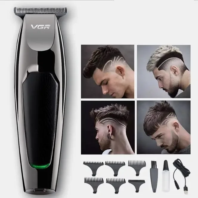 Акумуляторна перукарня машинка для стриження волосся й бороди VGR V030 п'ятьма насадками UKG