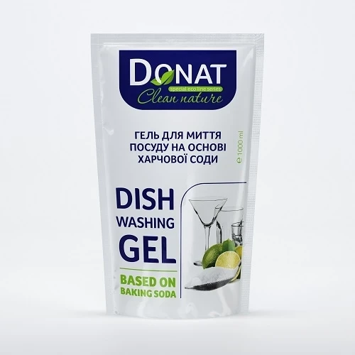 Гель для миття посуду «Donat» на основі харчової соди, 1л. дойпак, фото 1