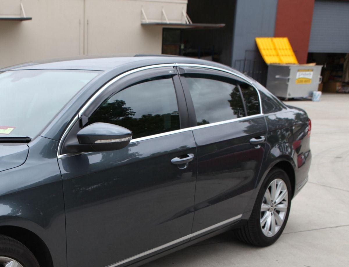 Дефлектори вікон вітровики для Volkswagen Passat B6 2005-2011 4дв Sedan Хром молдинг, фото 1