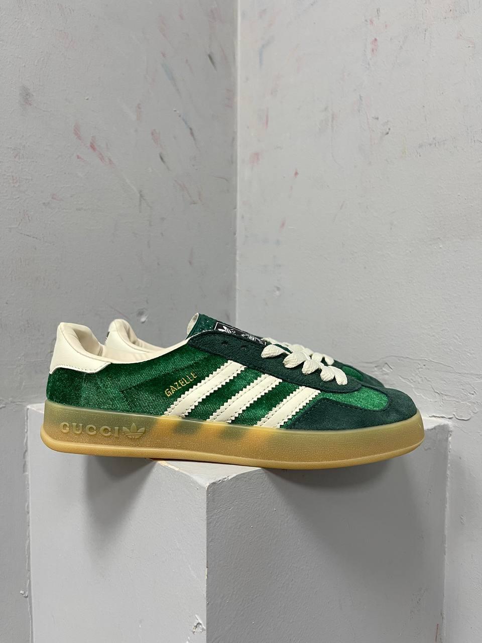 Кросівки жіночі Adidas x Gucci Gazelle Green зелені осінь весна кеди адідас газелі