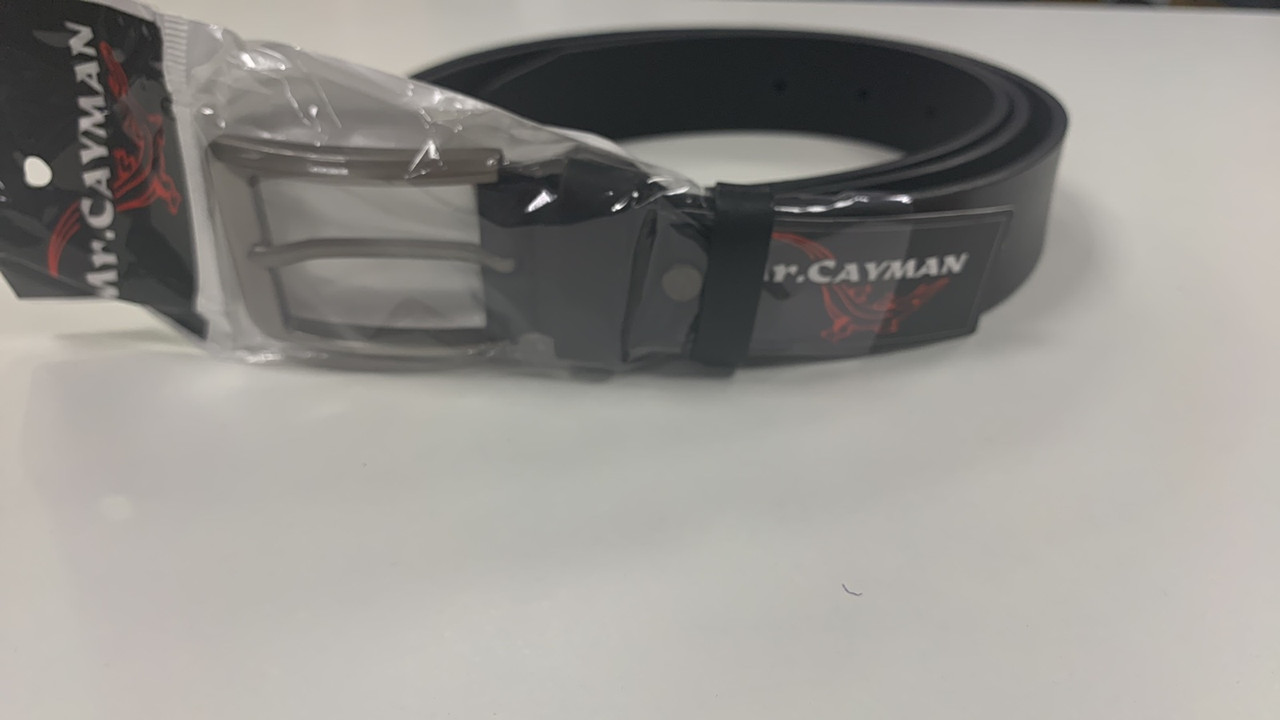 Ремінь брючний ботал чоловічий класичний Mr.Cayman-015 шкіряний чорний