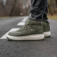 Модная мужская обувь цвета хаки Nike Air Force Mid Gore-Tex. Крутые кроссы для парней Найк Аир Форс.