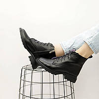Ботинки демисезонные женские кожаные байка Черные 36 37 38 39