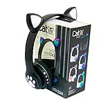 Бездротові дитячі Bluetooth-навушники з вушками та підсвіткою Cat-23M Чорний, фото 2