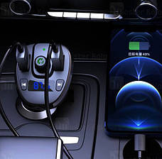 Автомобільний FM модулятор трансмітер XO BCC05 зарядний пристрій 18W QC3.0 2 USB Чорний, фото 5