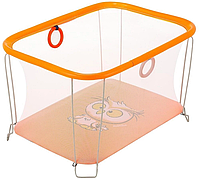 Дитячий ігровий манеж KinderBox Помаранчевий Сова з дрібною сіткою