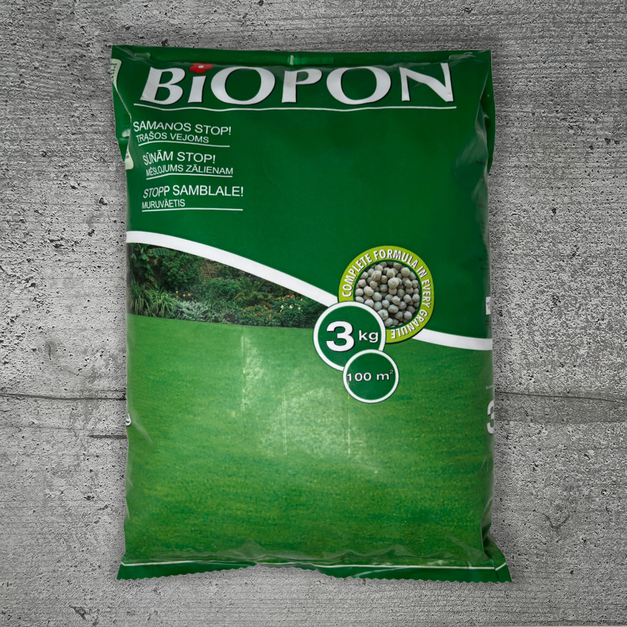 Добриво Biopon для газону з мохом гранули 3 кг
