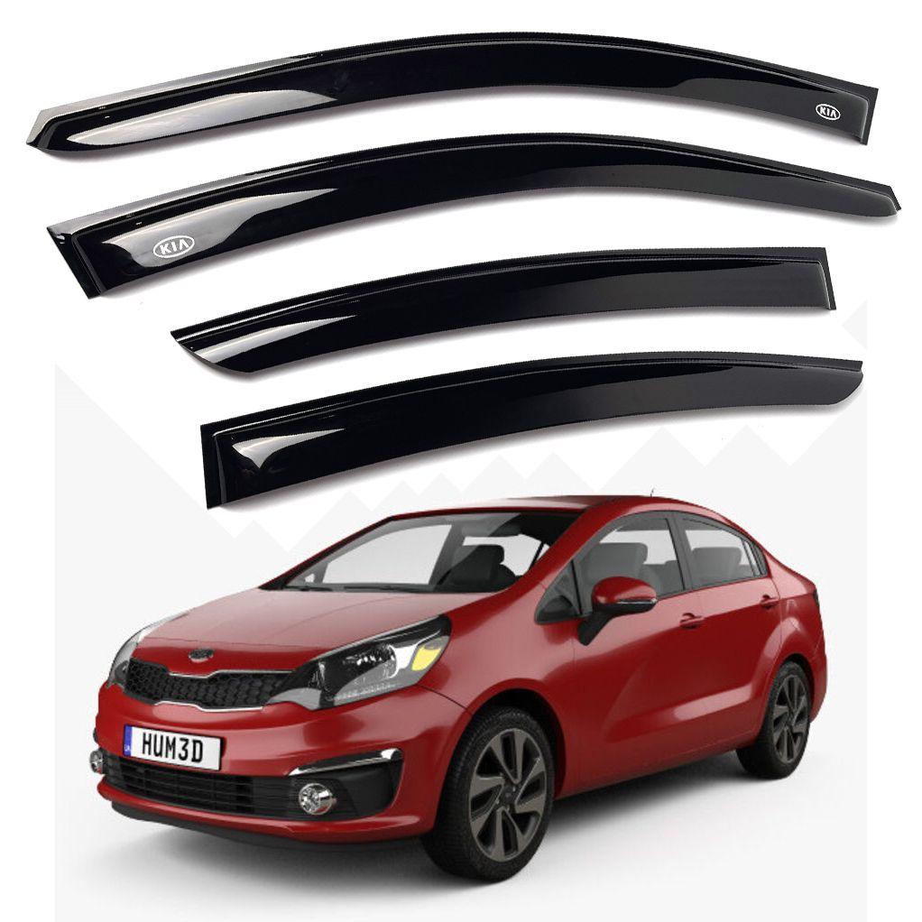Дефлектори вікон вітровики для Kia Rio 2010-2017 Седан Скотч 3М (Voron Glass) VK10612, фото 1