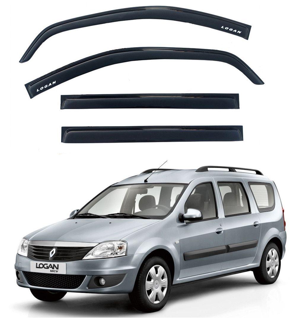 Дефлектори вікон вітровики Renault Logan Largus MCV 2004-2012 Скотч 3M Voron Glass, фото 1