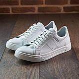 Кеди чоловічі білі шкіряні демісезонні, чоловічі кеди білого кольору стильні класичні шкіра *127-б/б*, фото 2