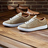 Кеди чоловічі бежеві демісезонні повсякденні шкіряні, стильні низькі кеди на низькій підошві класичні шкіра ТОП, фото 5