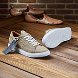 Кеди чоловічі бежеві демісезонні повсякденні шкіряні, стильні низькі кеди на низькій підошві класичні шкіра ТОП, фото 6