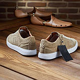 Кеди чоловічі бежеві демісезонні повсякденні шкіряні, стильні низькі кеди на низькій підошві класичні шкіра ТОП, фото 7