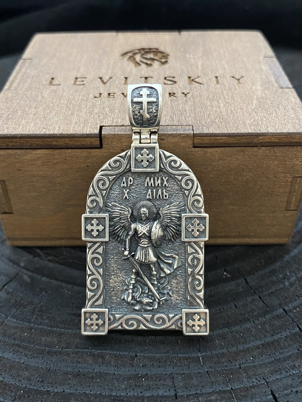 Срібна підвіска Архангел Михайл і Діва Марія, фото 1