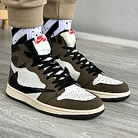 Кросівки чоловічі Nike Jordan Retro 1 brown white / Найк аір Джордан Ретро 1 коричневі білі