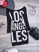 Жіноча сукня з приспущеними плічками Tally Weijl чорна з написом Los Angeles Розмір S