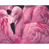 Картина по номерам Strateg ПРЕМИУМ Розовый фламинго размером 40х50 см (DY229)