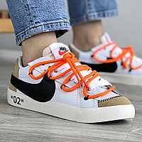 Кроссовки женские и мужские Nike Blazer 77 white orange / Найк Блейзер белые