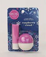 Набір бальзамів для губ від eos малинова хмара raspberry cloud stick & sphere lip balm