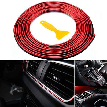 Молдінг декоративний для салону авто вставної 3х5 мм 5 м Червоний P31 (3804)