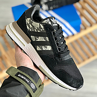 Кроссовки женские и мужские Adidas ZX 500 black white / Адидас зх 500 черные белые