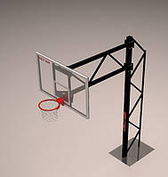 Баскетбольная стойка вынос фермы 2,25 м, щит игровой - поликарбонат 1800*1050 мм