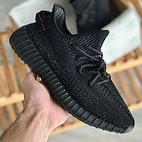 Кроссовки мужские Adidas Yeezy Boost 350 v2 black full reflective / Адидас изи буст 350 в2 черные рефлективные