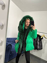 Жіночий зимовий пуховик з хутром чорнобурки. Перед замовленням уточніть наявність Вашого розміра