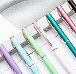 Ручка кулькова 1мм, металева зелена, пише чорним, фото 3