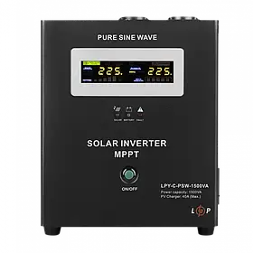 Солнечный инвертор (ИБП) LPY-С-PSW-1500VA (1050Вт) MPPT 24V