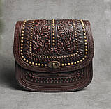 Авторська шкіряна сумка "Дубок" ручної роботи, велика  сумка з натуральної шкіри, фото 3