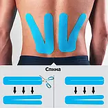 Кінезіотейп, Kinesio tape, тейпінг, тейпування, кінезіологічна стрічка Чорний колір 5 см*5 м, фото 9