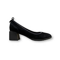 Женские замшевые туфли лодочки с удобной колодкой черные на каблуке S983-02-R019A-9 Lady Marcia 2843