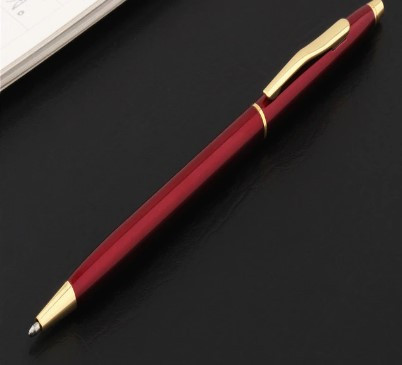 Ручка кулькова 0,7 металева бордова, пише чорним, фото 1