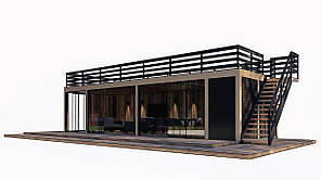 Бесідка з терасою на даху Modern Gazebo 015 з панорамним остепленням 10,3х3,5 м Thermowood Production