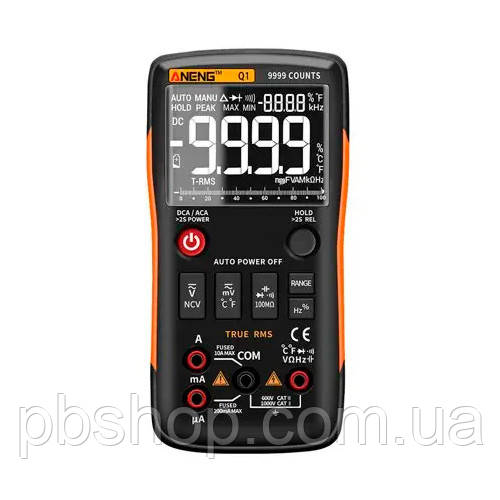 Мультиметр цифровий ANENG Q1 Pro, автовибір, True RMS, NCV, 9999 відліків