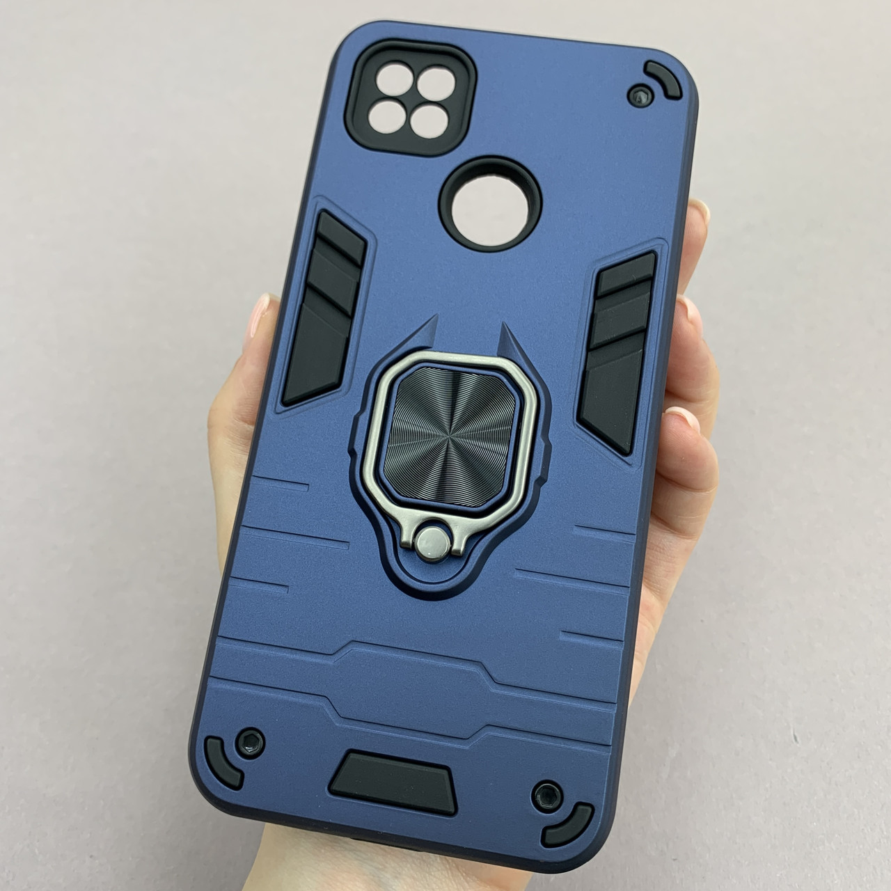 Чохол для Xiaomi Redmi 9С протиударний із підставкою захистом камери на сяомі редмі 9с темно-синя q4l