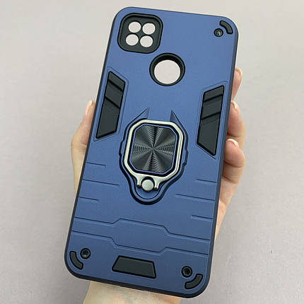 Чохол для Xiaomi Redmi 9С протиударний із підставкою захистом камери на сяомі редмі 9с темно-синя q4l, фото 1