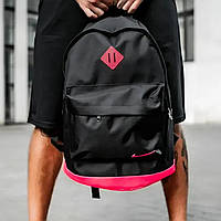 Рюкзак городской спортивный женский Nike CL черно-розовый / Портфель Найк с кожаным дном повседневный/